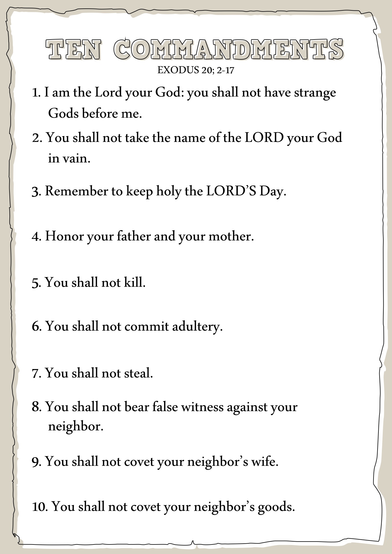 15 Free Printable 10 Commandments Worksheets Free PDF At Worksheeto