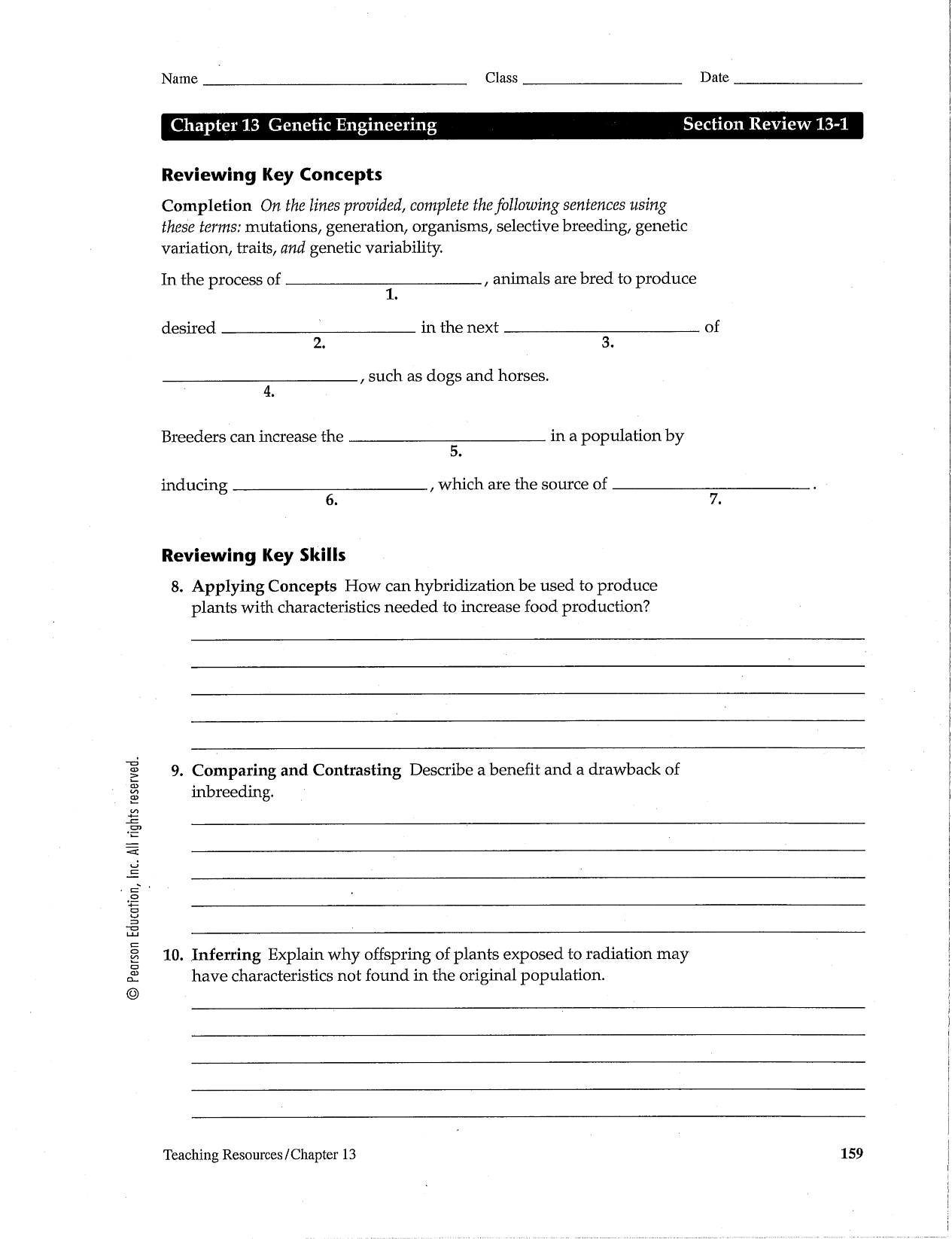 Chapter 13 Genetic Engineering Worksheet