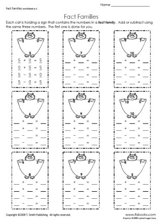 Fact Family Worksheets 1st Grade