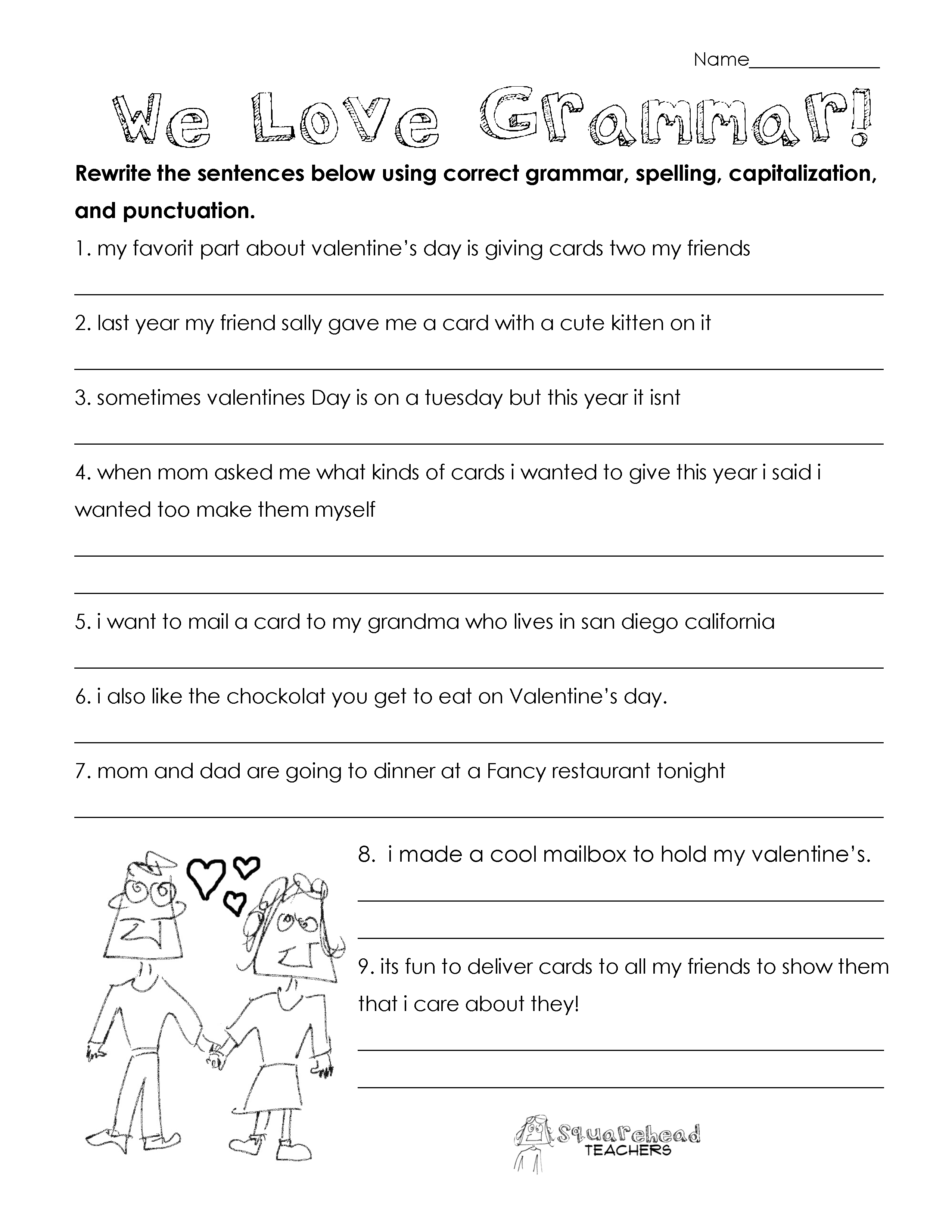 Free Printable Grammar Worksheets 3rd Grade