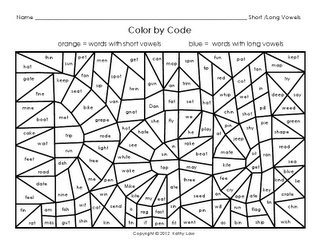 Long and Short Vowel Coloring Worksheet