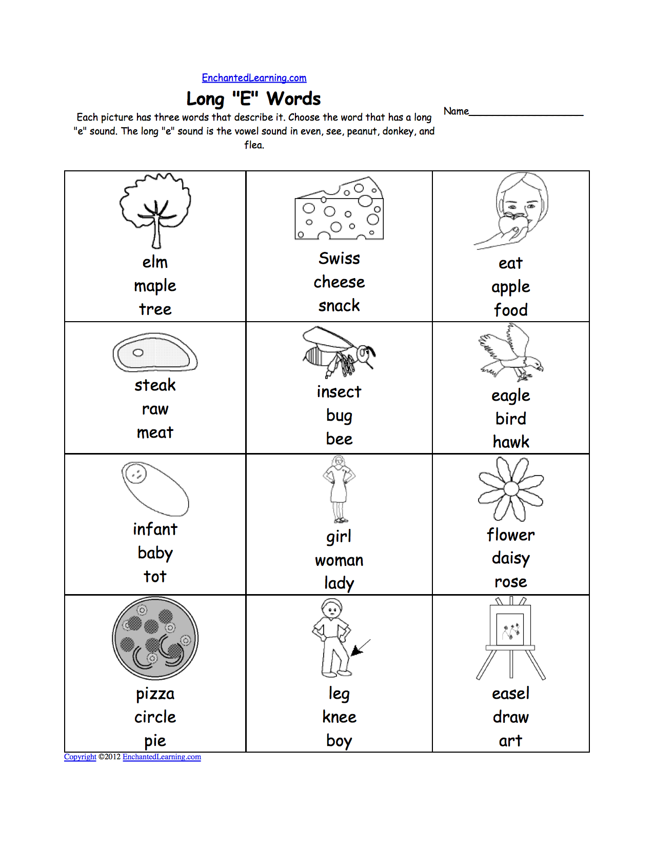 Long E Phonics Worksheets