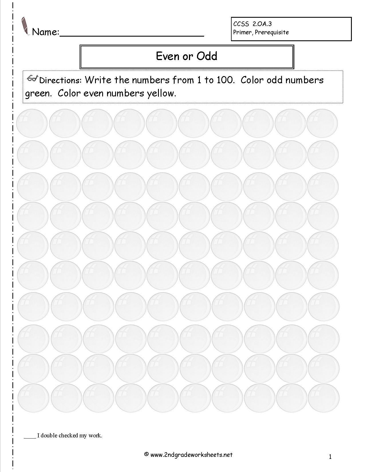 Odd and Even Numbers Worksheets