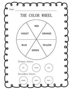 Primary and Secondary Color Wheel Worksheet