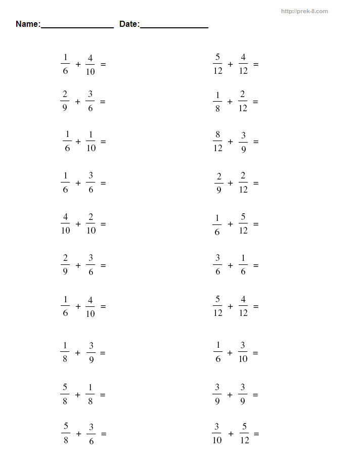 Printable 3rd Grade Math Worksheets Fractions