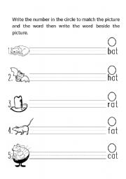 Worksheets Words Ending with At