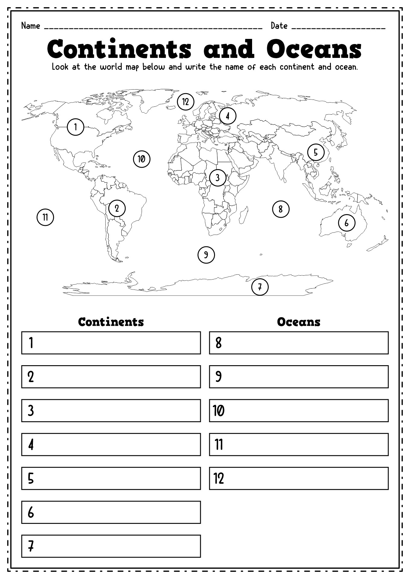 10 Best Images of Blank Continents And Oceans Worksheets - Printable ...