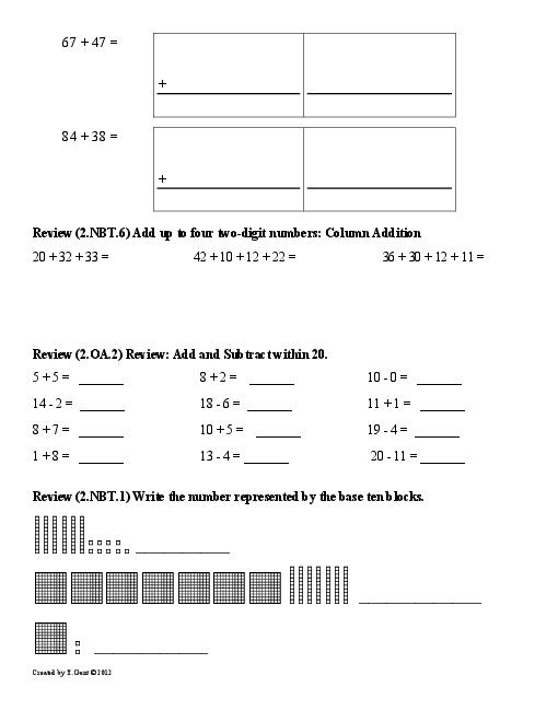 Common Core 2nd Grade Math Worksheets