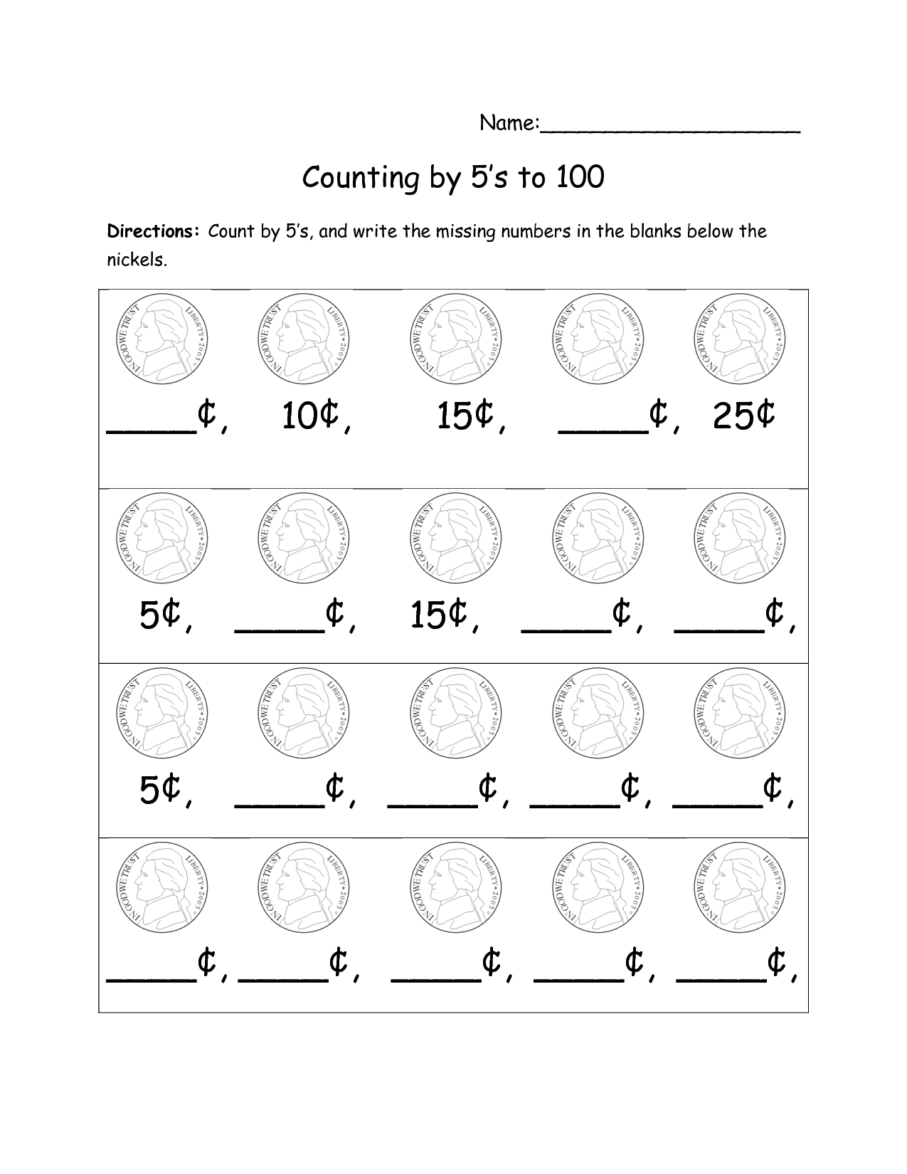 Counting By 5S Worksheets Kindergarten