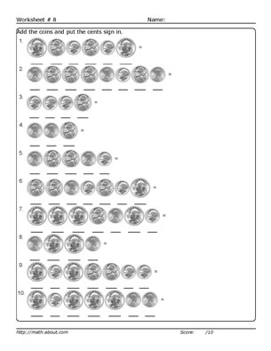 Counting Dimes Nickels and Pennies Worksheets