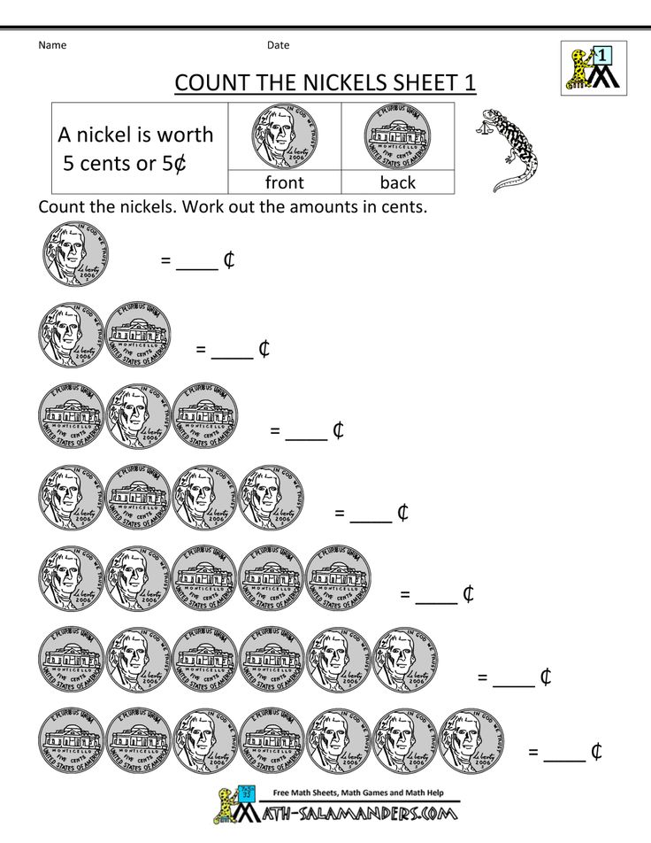 Counting Nickels Worksheet