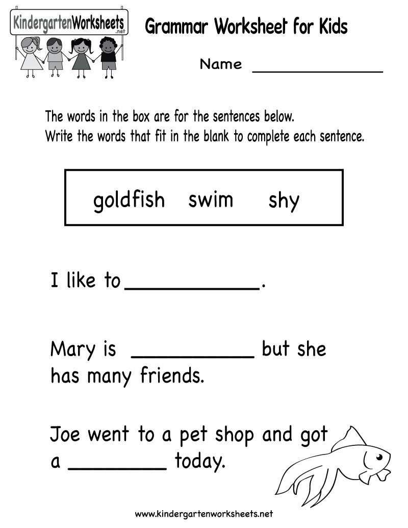 Free Printable Worksheet English Kids