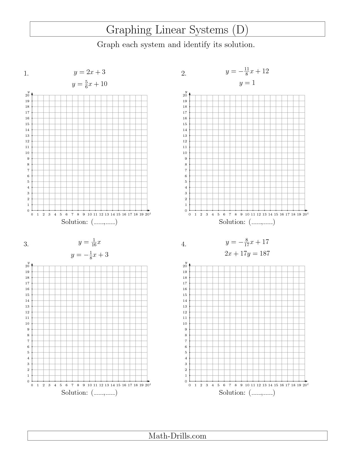 Graphing Linear Equations Worksheet