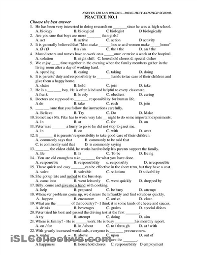 High School English Practice Worksheets