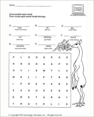 Kids Word Scramble Printable Worksheets English