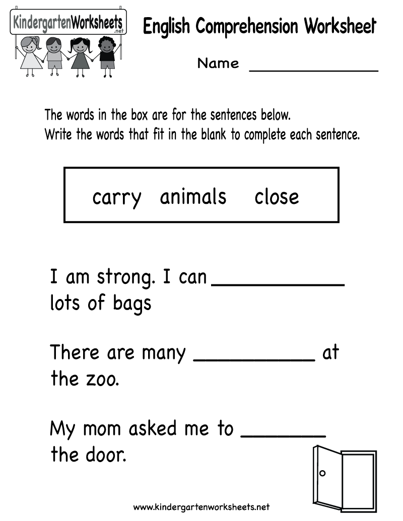 Kindergarten Comprehension Worksheets