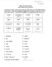 Magic Square Worksheet Spanish