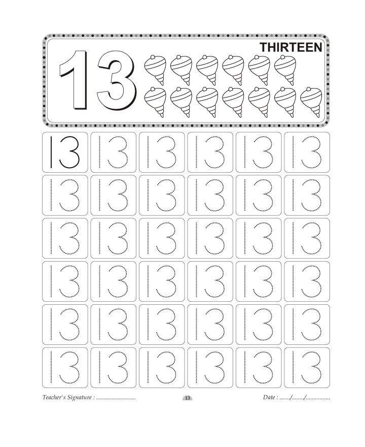 Number 13 Coloring Worksheet