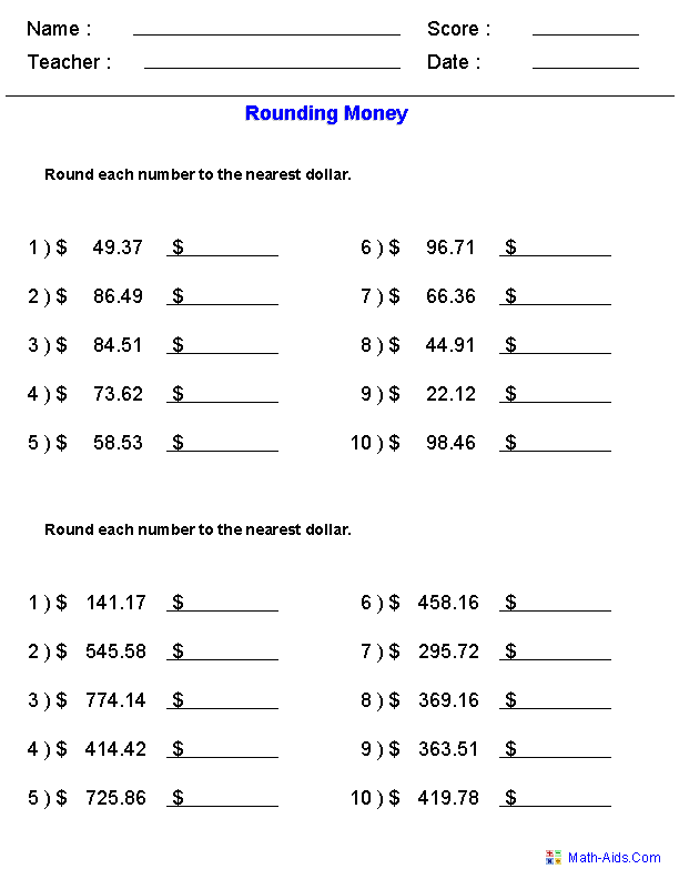 Printable Rounding Worksheets 3rd Grade