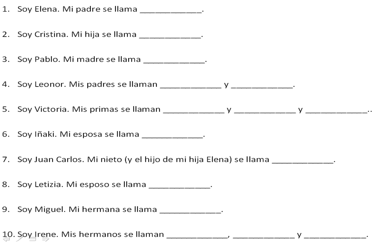 Spanish Family Worksheets