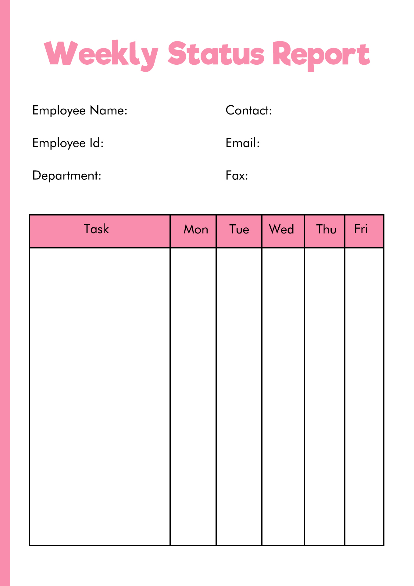 Weekly Progress Report Form