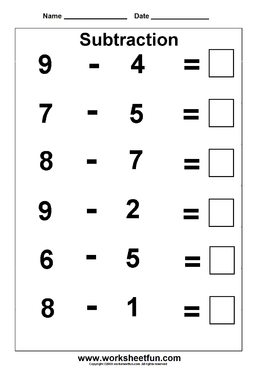 Addition Subtraction Worksheets Kindergarten