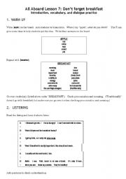 Eat What I Did Today Worksheet