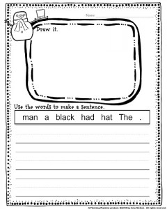 Kindergarten Sentence Building Worksheets