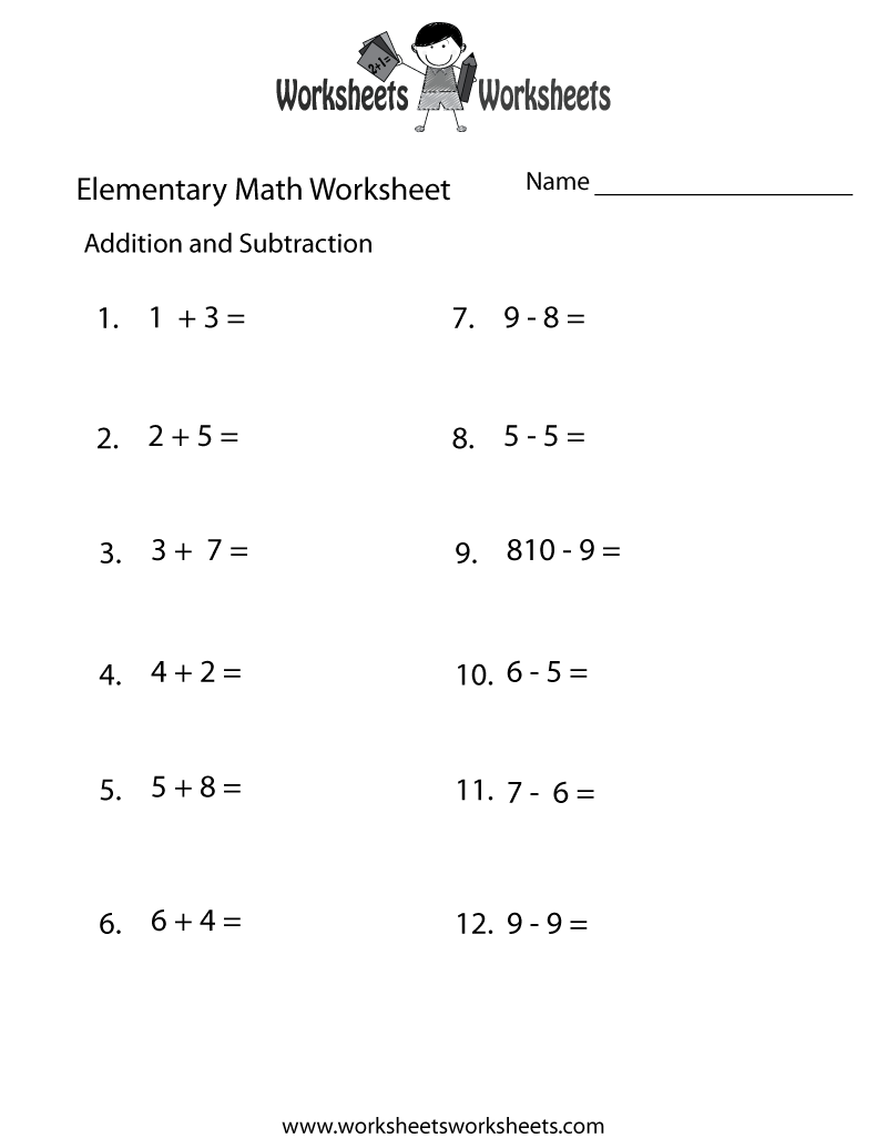 Math Addition and Subtraction Worksheets