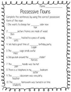 Possessive Nouns and Pronouns