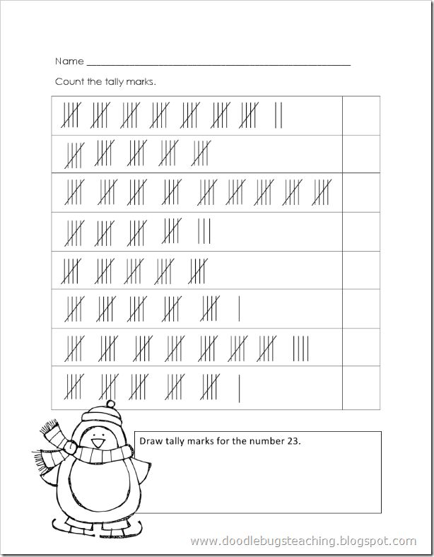 Tally Mark Worksheet First Grade