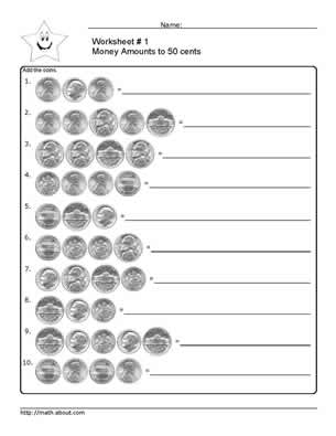 Worksheet Adding Coins to Money