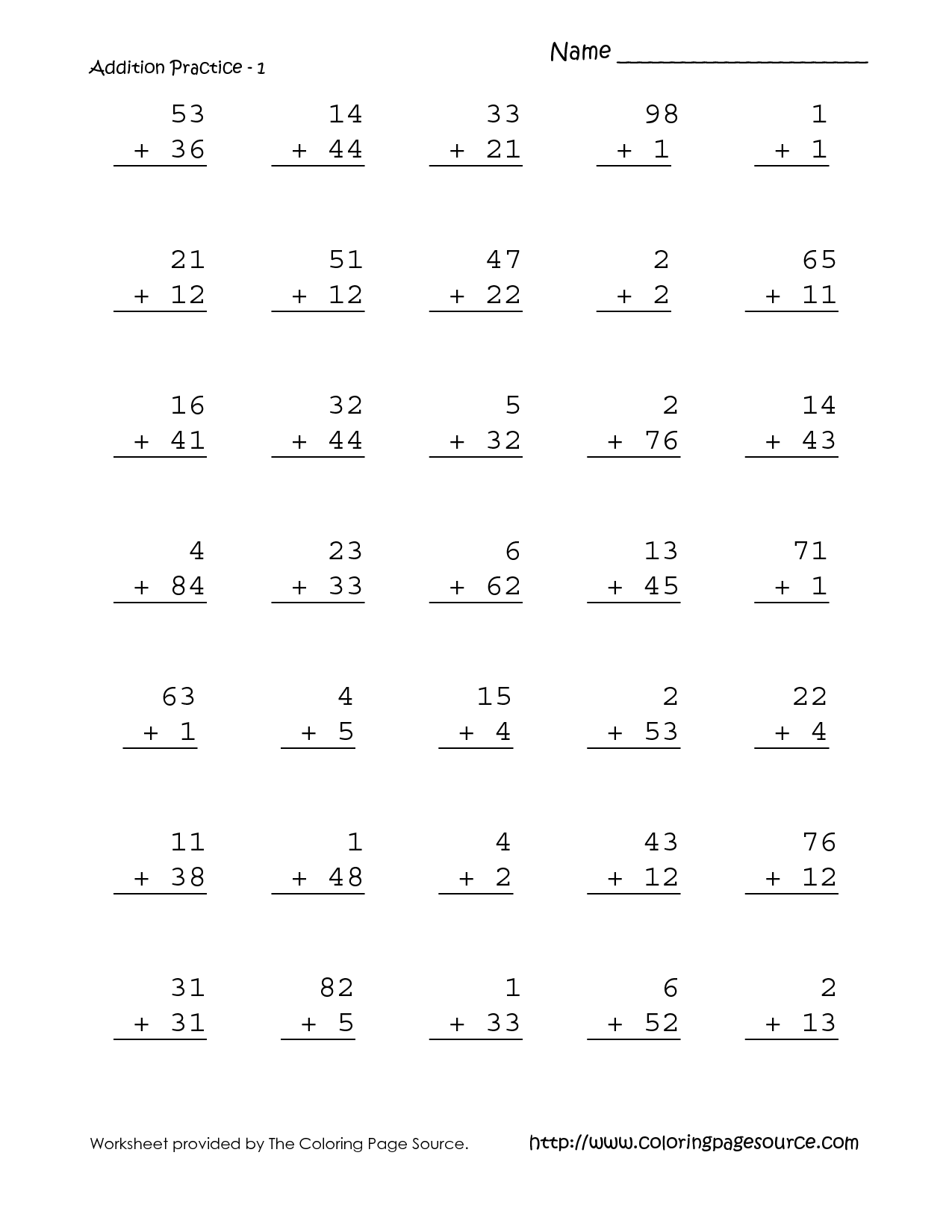 1st Grade Math Practice Worksheets