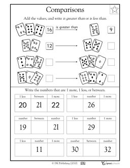 Comparing Numbers First Grade Math Worksheets