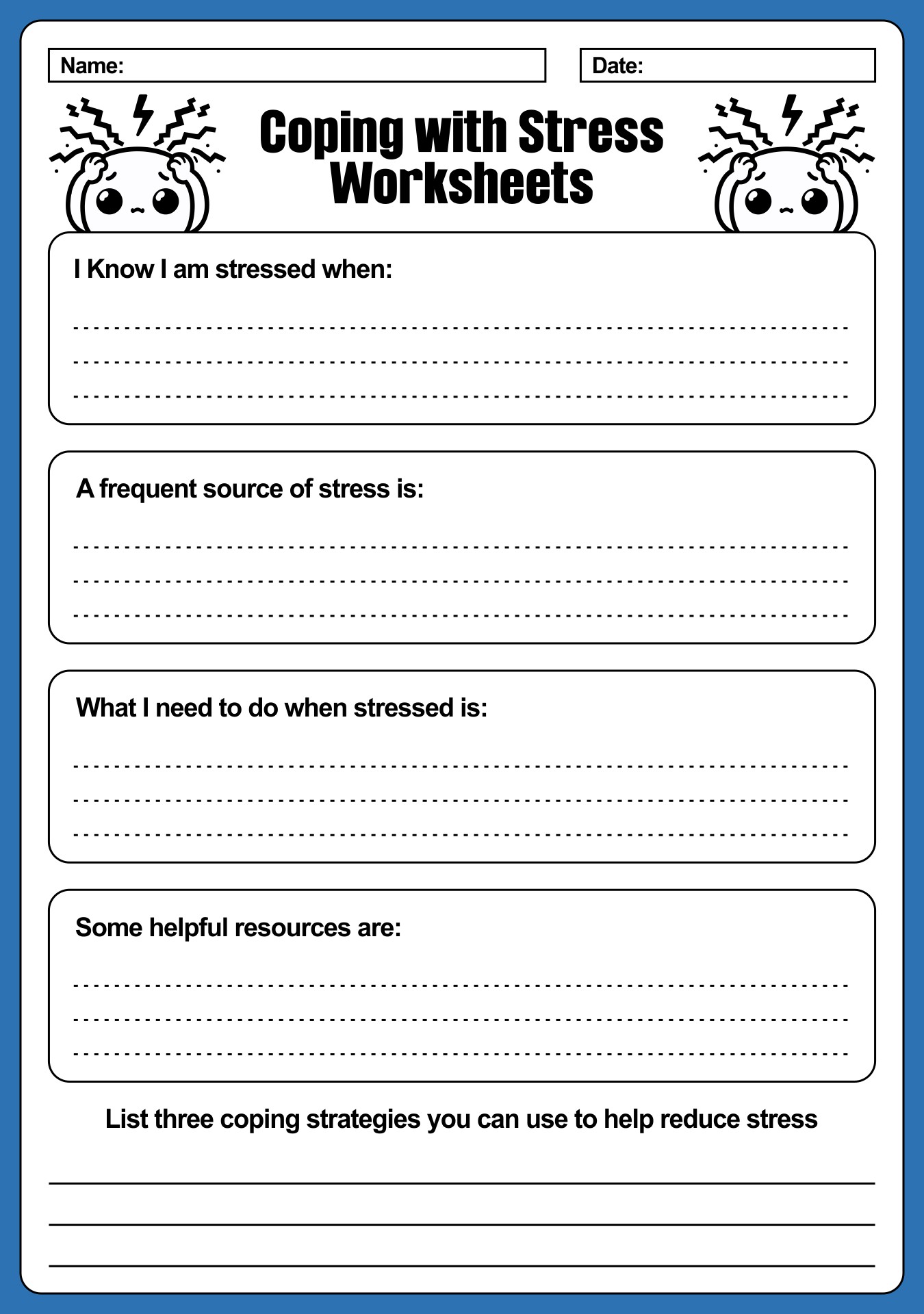 Coping with Stress Worksheets