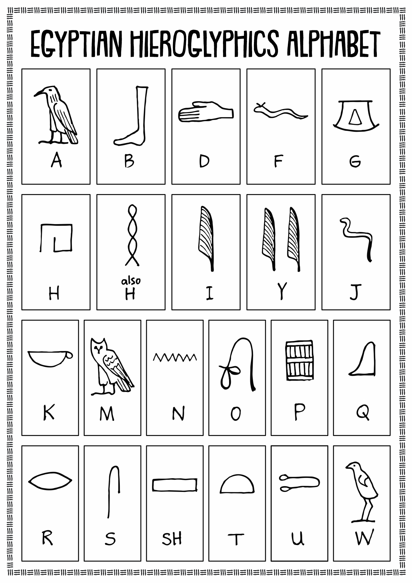 Hieroglyphic Alphabet Printable - Printable World Holiday
