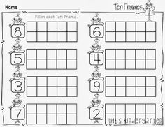 Fall Ten Frame Worksheet Kindergarten