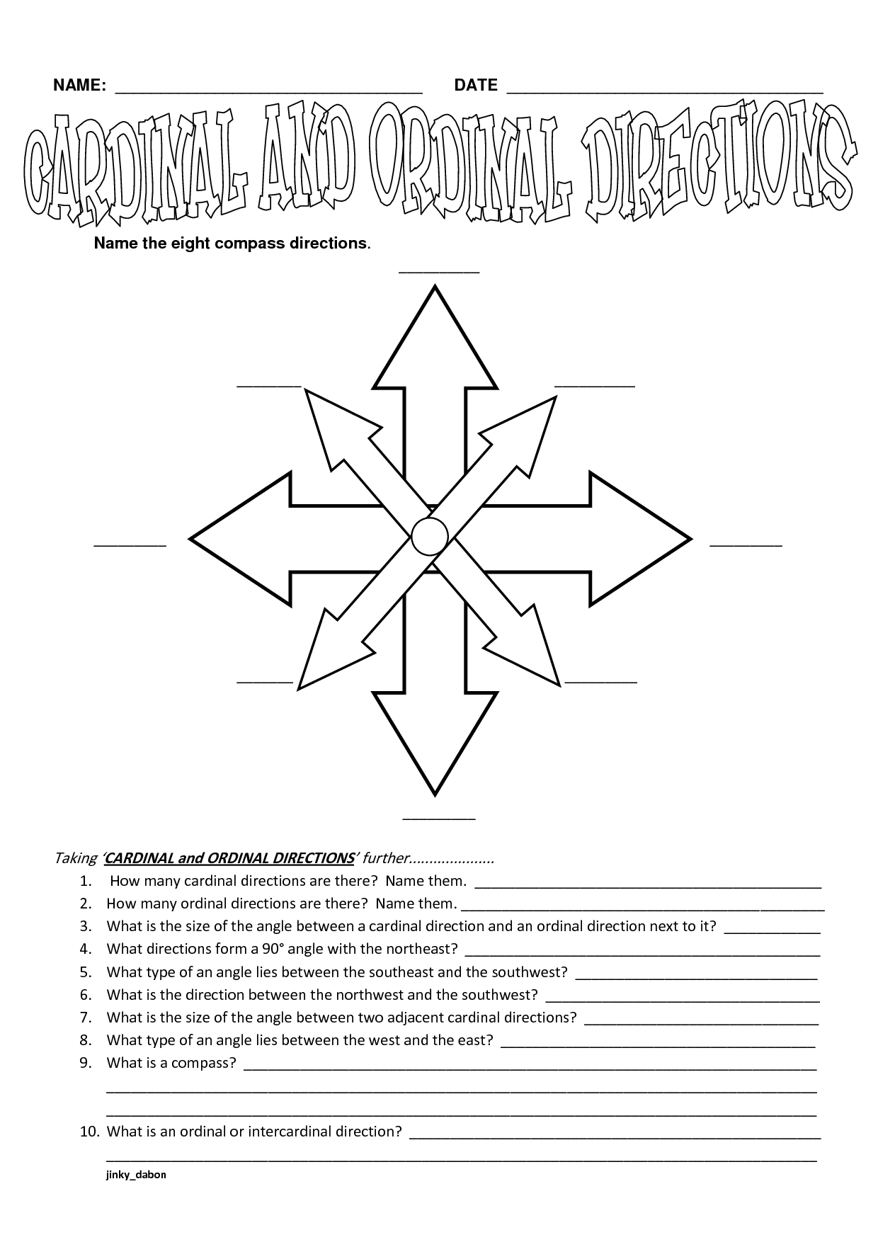 Intermediate Directions Worksheet