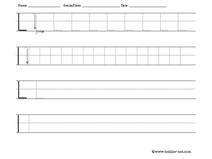 Letter L Tracing Worksheet