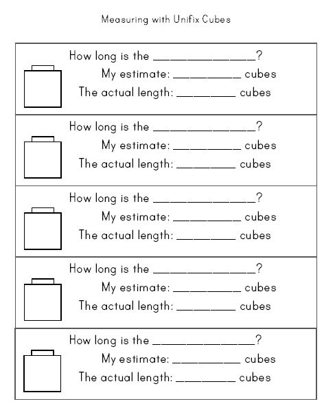 Measuring with Unifix Cubes Worksheet