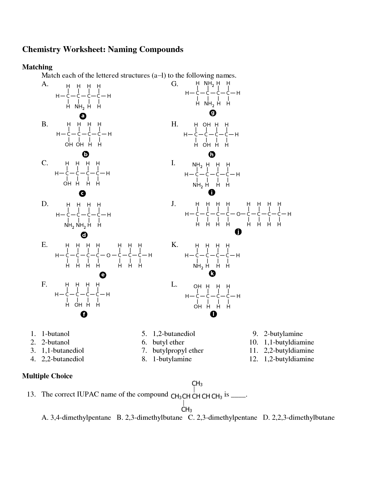 17 Naming Organic Compounds Worksheet Answer Worksheeto