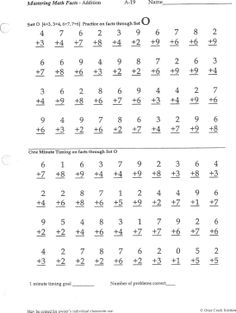 Rocket Math Addition Worksheets