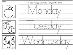 The Very Hungry Caterpillar Days of Week