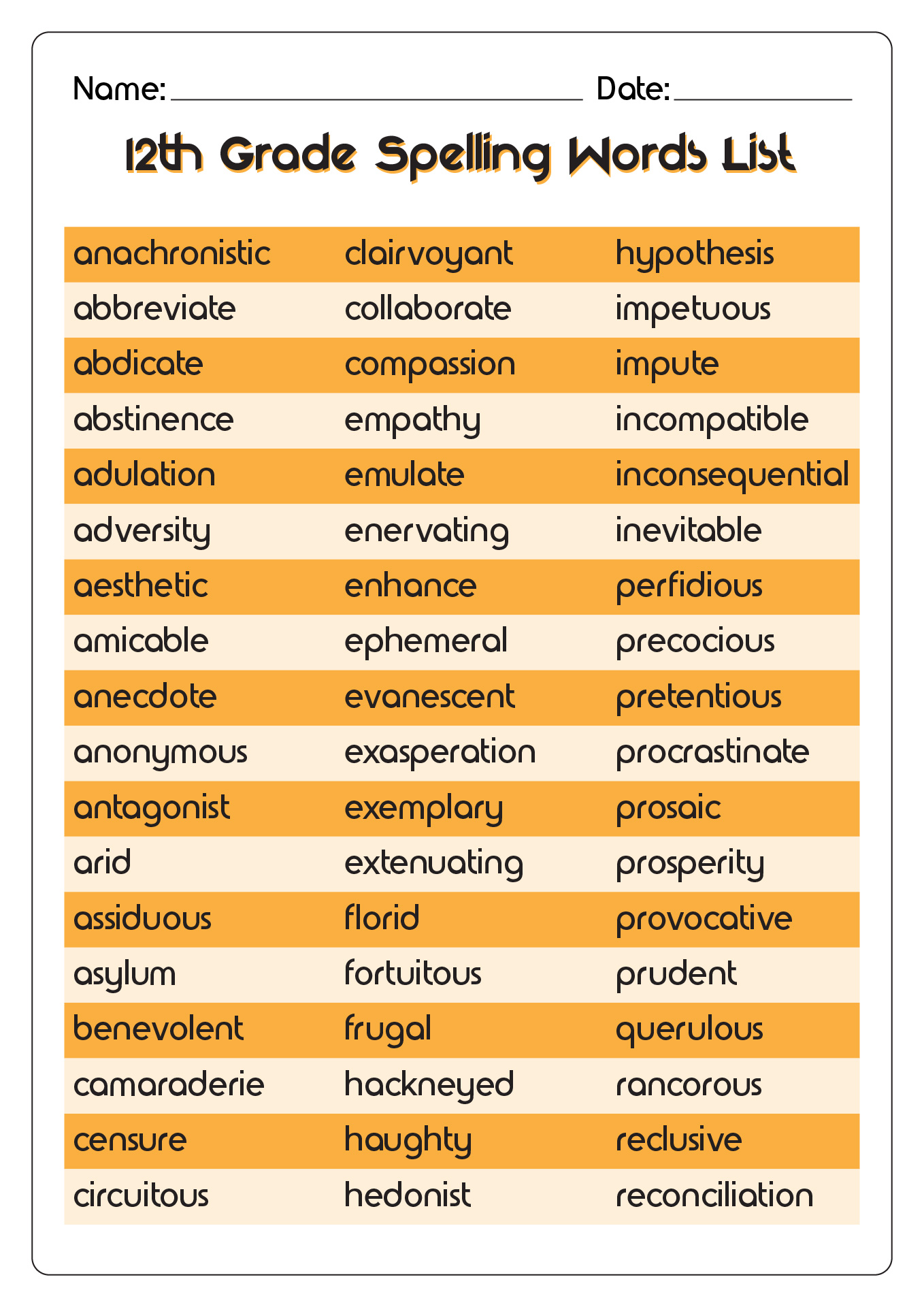 16 Spelling List Worksheets Free PDF At Worksheeto