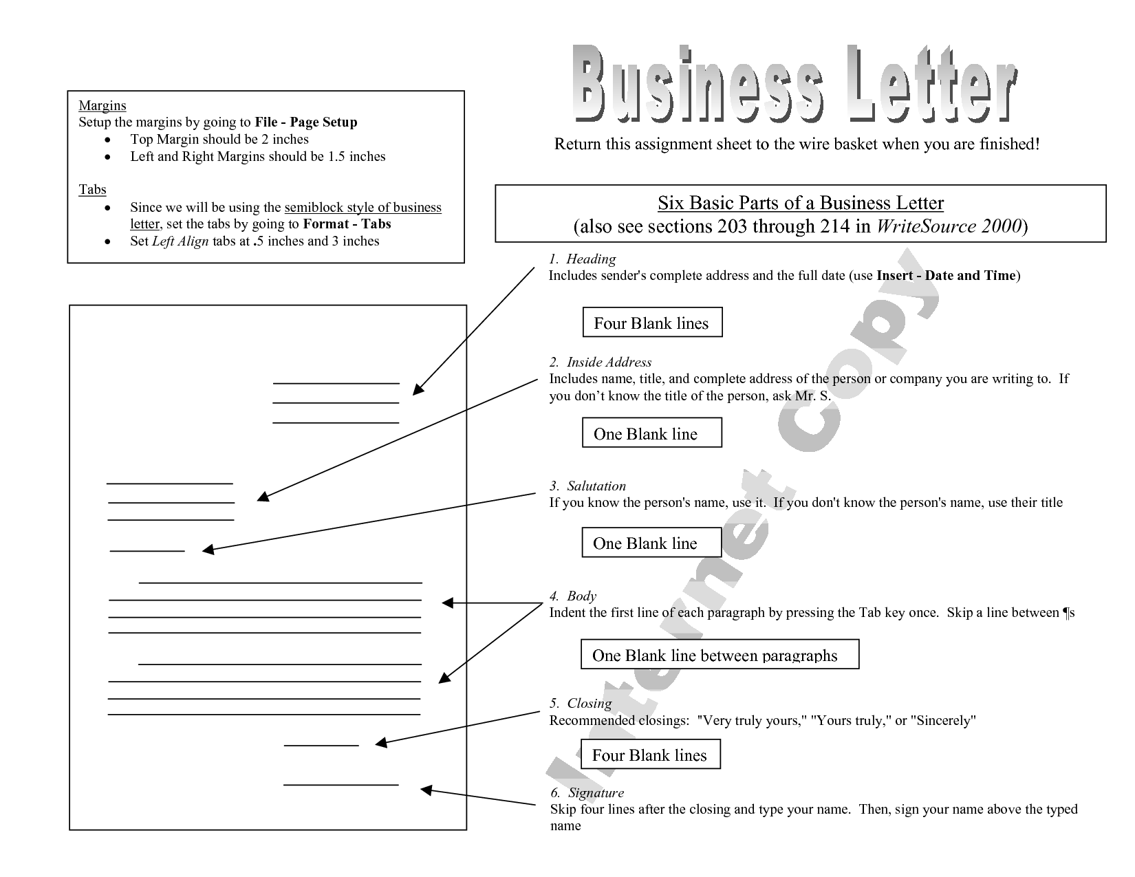 14 Parts Of A Business Letter Worksheet Worksheeto