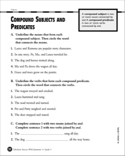 Compound Subjects and Predicates Worksheets