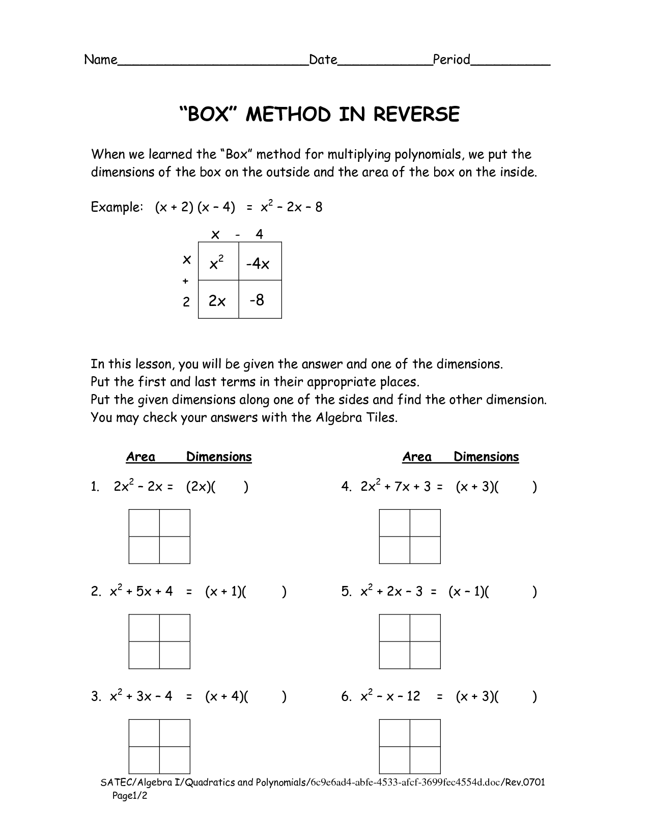 16 Multiply Polynomials Box Method Worksheet Worksheeto