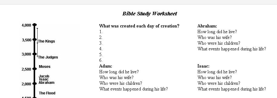 Free Printable Bible Study Worksheets