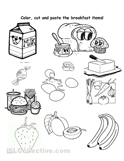 Healthy Food Worksheet Color