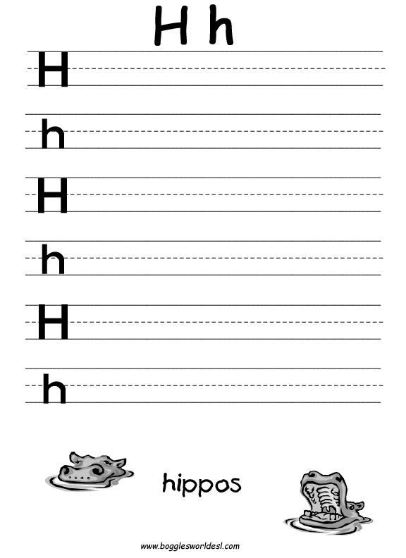 Letter H Writing Worksheets